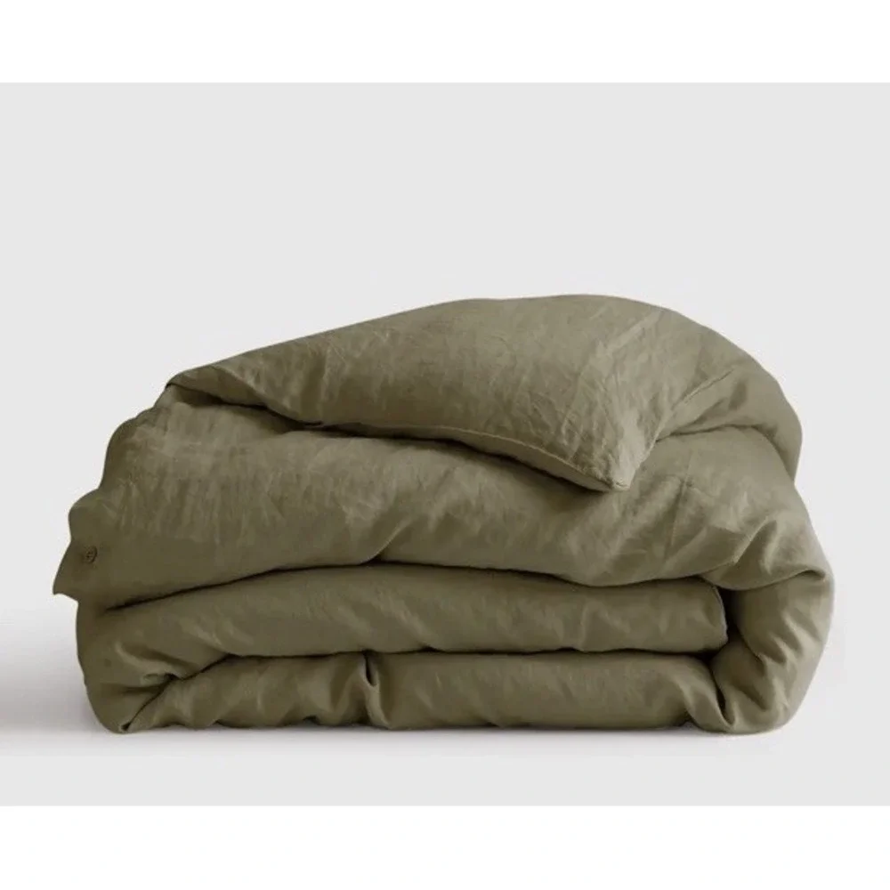 Quince Full/Queen European Linen Duvet Cover in Aloe $164 MSRP